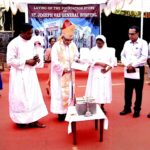 Archbishop of Goa and Daman Fr Filipe Neri Ferrao blessing the foundation stone